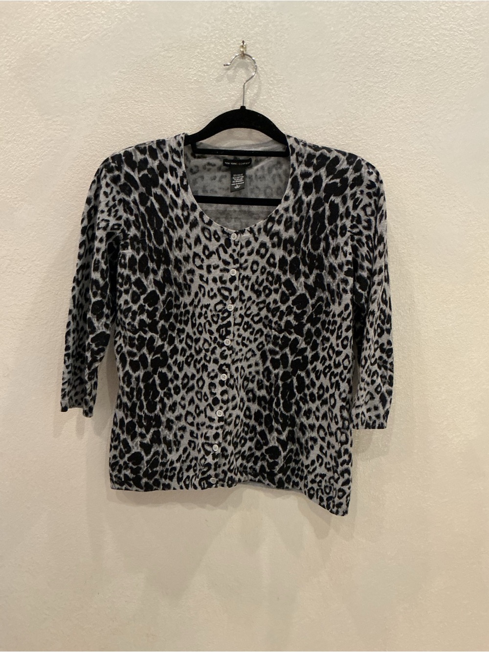 3 for $21 Leopard Print Button Cardigan - Gray & Black size large